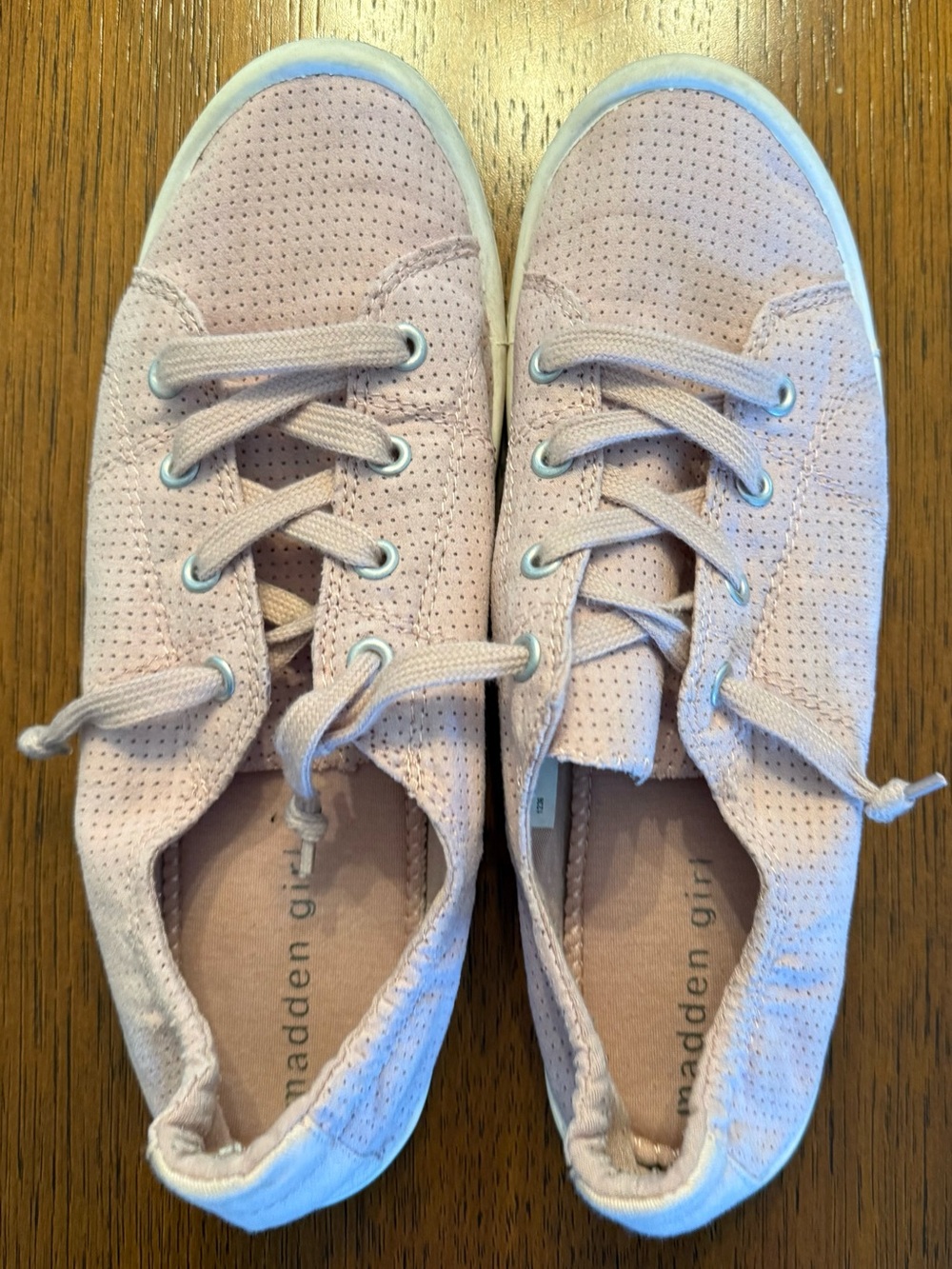 Madden Girl Light Blush Perforated Lace-Up Sneakers